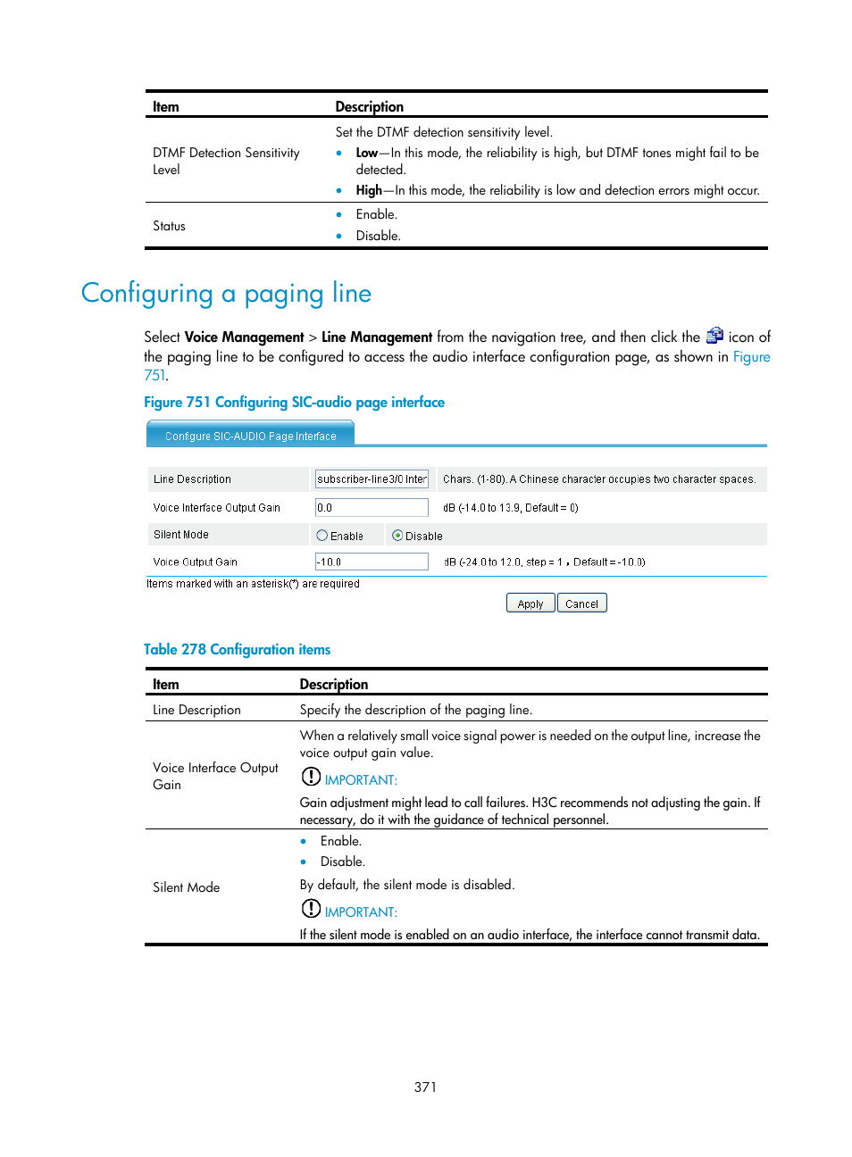 Configuring a paging line | H3C Technologies H3C MSR 50 User Manual | Page 756 / 877