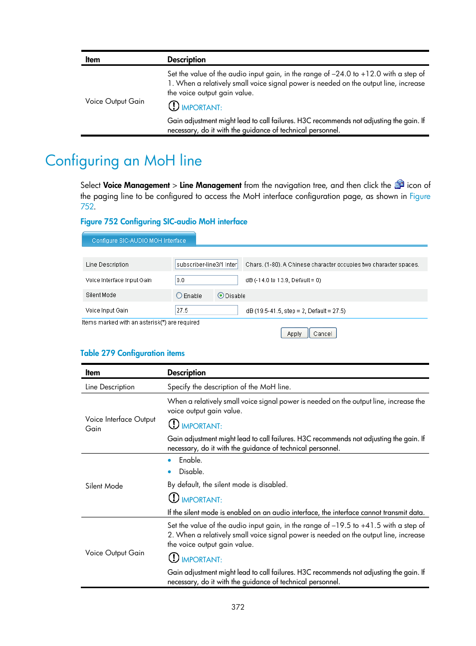 Configuring an moh line | H3C Technologies H3C MSR 50 User Manual | Page 757 / 877