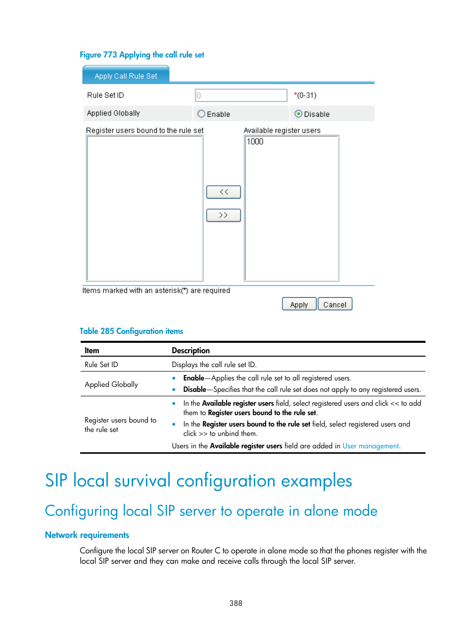 Sip local survival configuration examples, Network requirements, N in | Figure 773 | H3C Technologies H3C MSR 50 User Manual | Page 773 / 877