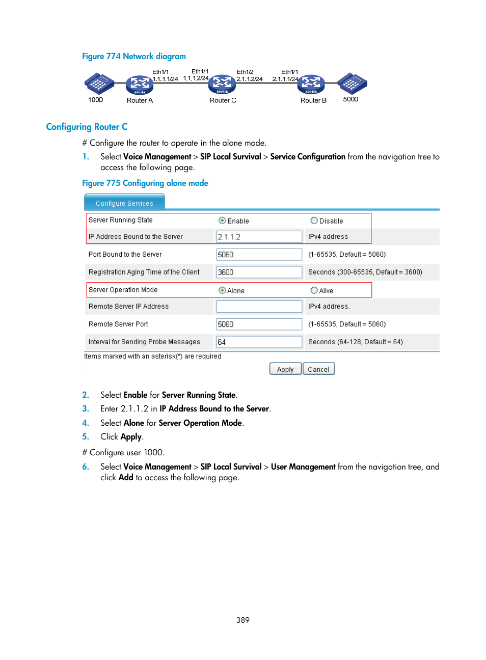 Configuring router c | H3C Technologies H3C MSR 50 User Manual | Page 774 / 877