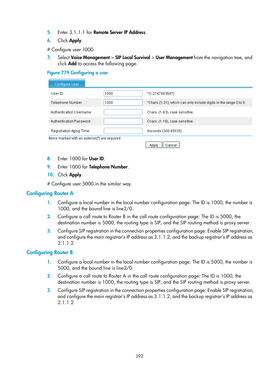 Configuring router a, Configuring router b | H3C Technologies H3C MSR 50 User Manual | Page 777 / 877