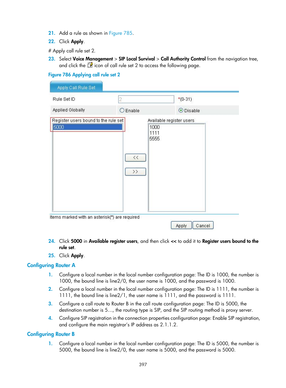 Configuring router a, Configuring router b | H3C Technologies H3C MSR 50 User Manual | Page 782 / 877