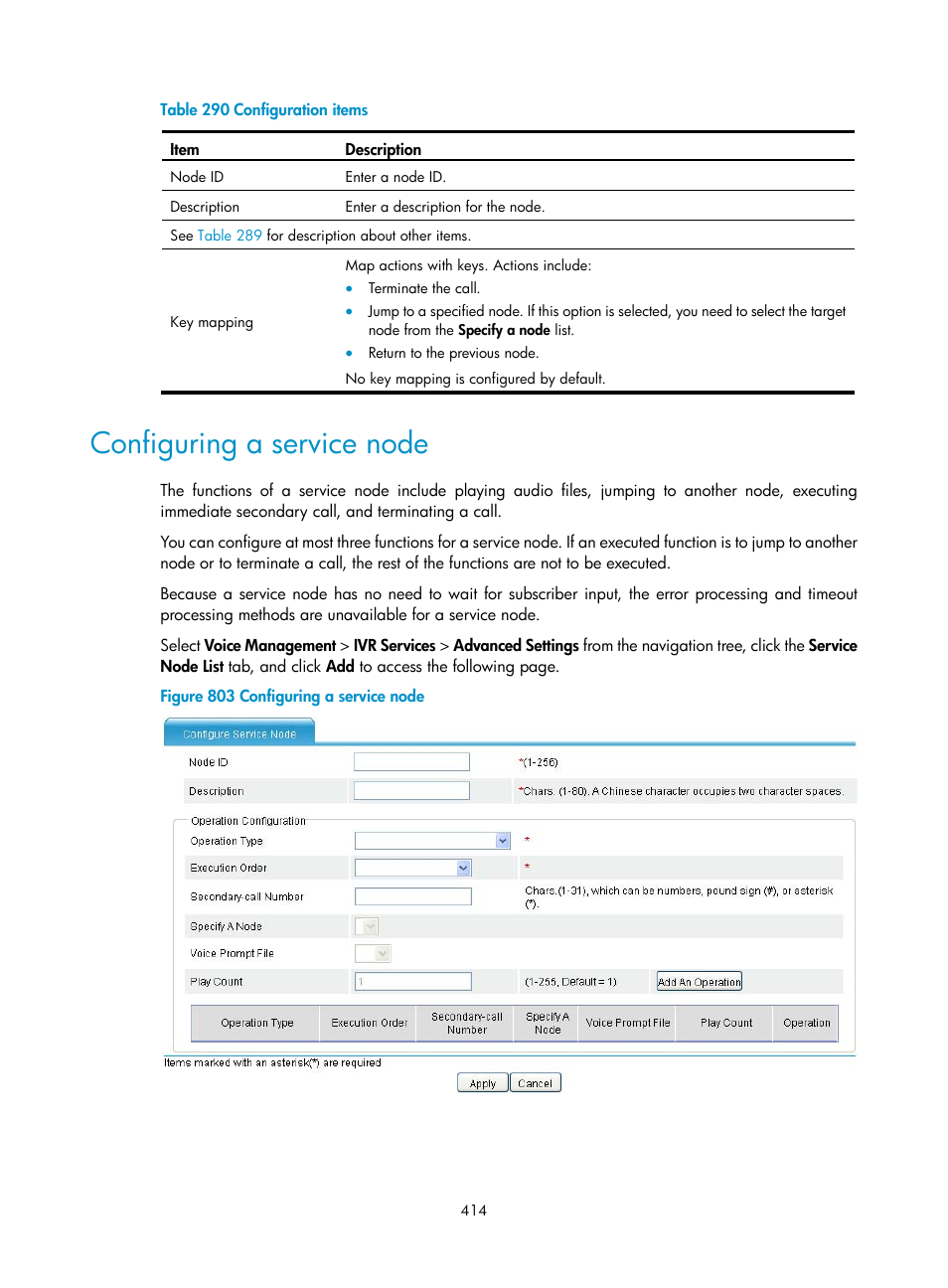 Configuring a service node | H3C Technologies H3C MSR 50 User Manual | Page 799 / 877