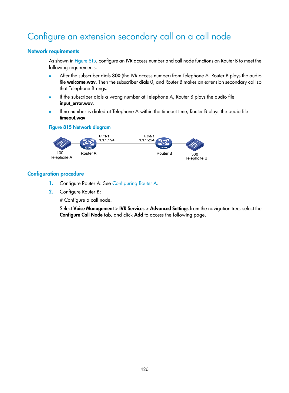 Network requirements, Configuration procedure | H3C Technologies H3C MSR 50 User Manual | Page 811 / 877