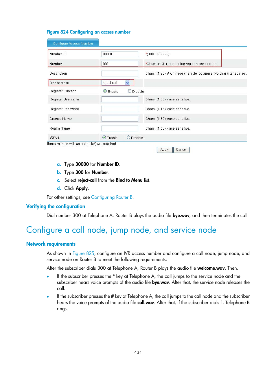 Verifying the configuration, Configure a call node, jump node, and service node, Network requirements | H3C Technologies H3C MSR 50 User Manual | Page 819 / 877