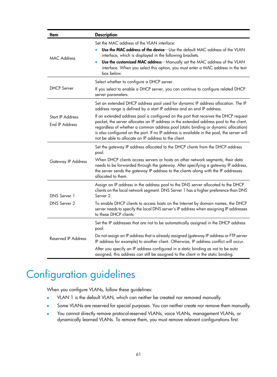 Configuration guidelines | H3C Technologies H3C MSR 50 User Manual | Page 82 / 877