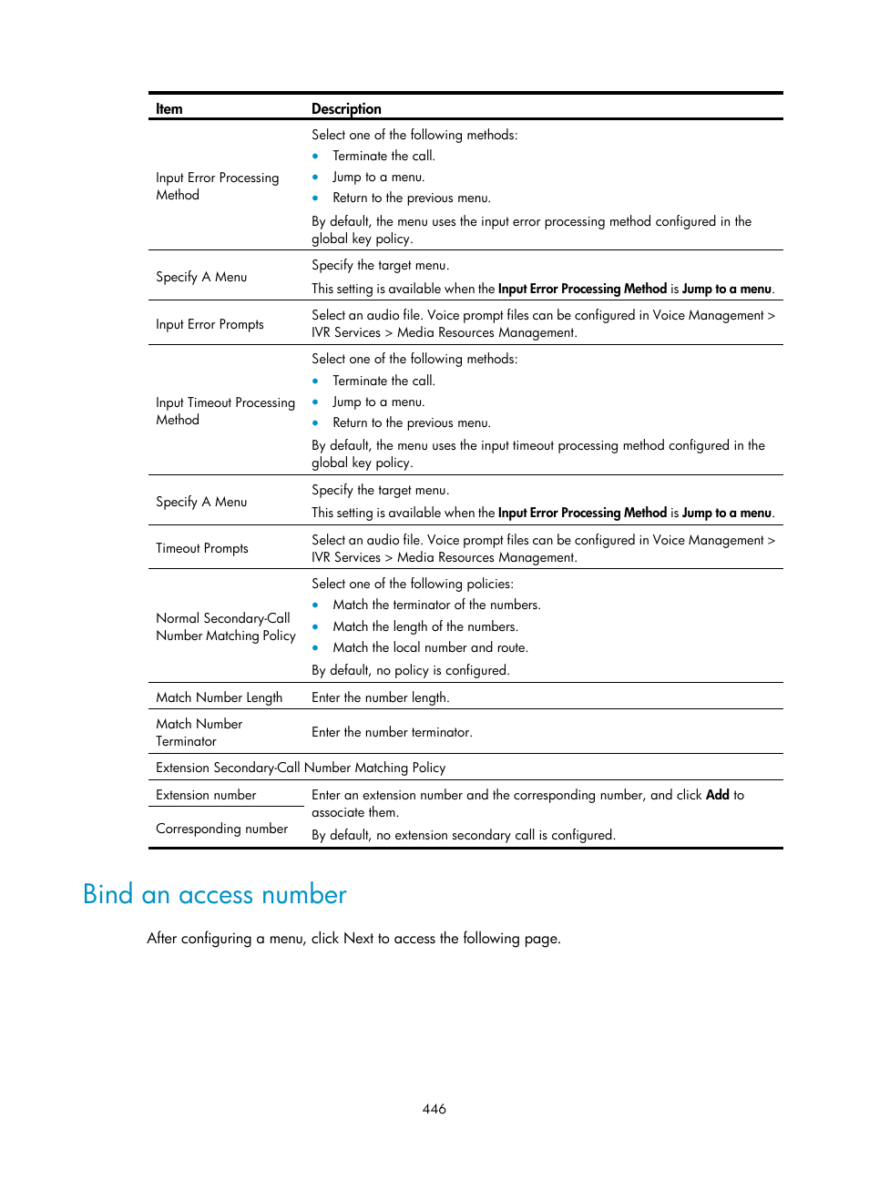 Bind an access number | H3C Technologies H3C MSR 50 User Manual | Page 831 / 877