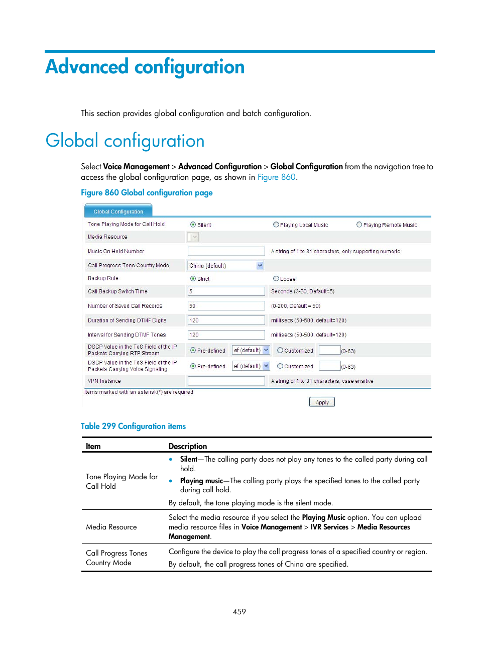 Advanced configuration, Global configuration | H3C Technologies H3C MSR 50 User Manual | Page 844 / 877