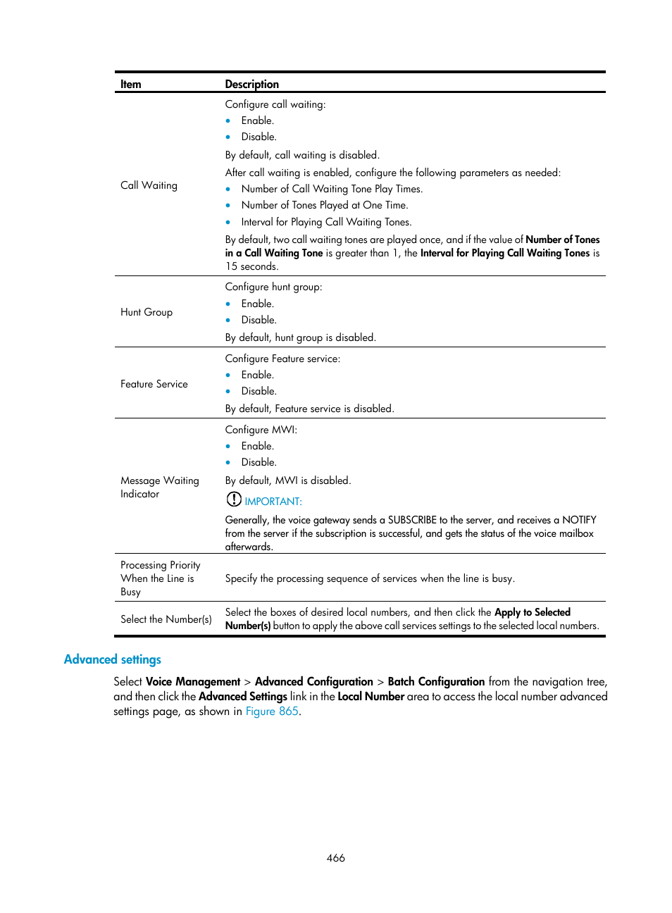 Advanced settings | H3C Technologies H3C MSR 50 User Manual | Page 851 / 877