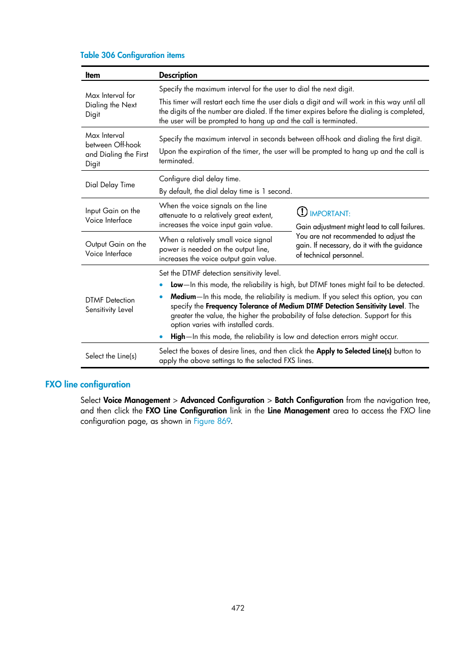 Fxo line configuration | H3C Technologies H3C MSR 50 User Manual | Page 857 / 877