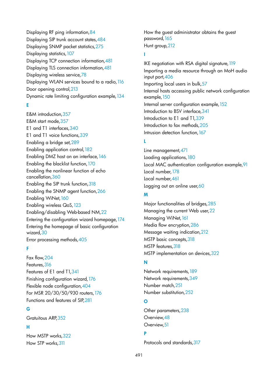 E f g h i, L m n o p | H3C Technologies H3C MSR 50 User Manual | Page 876 / 877