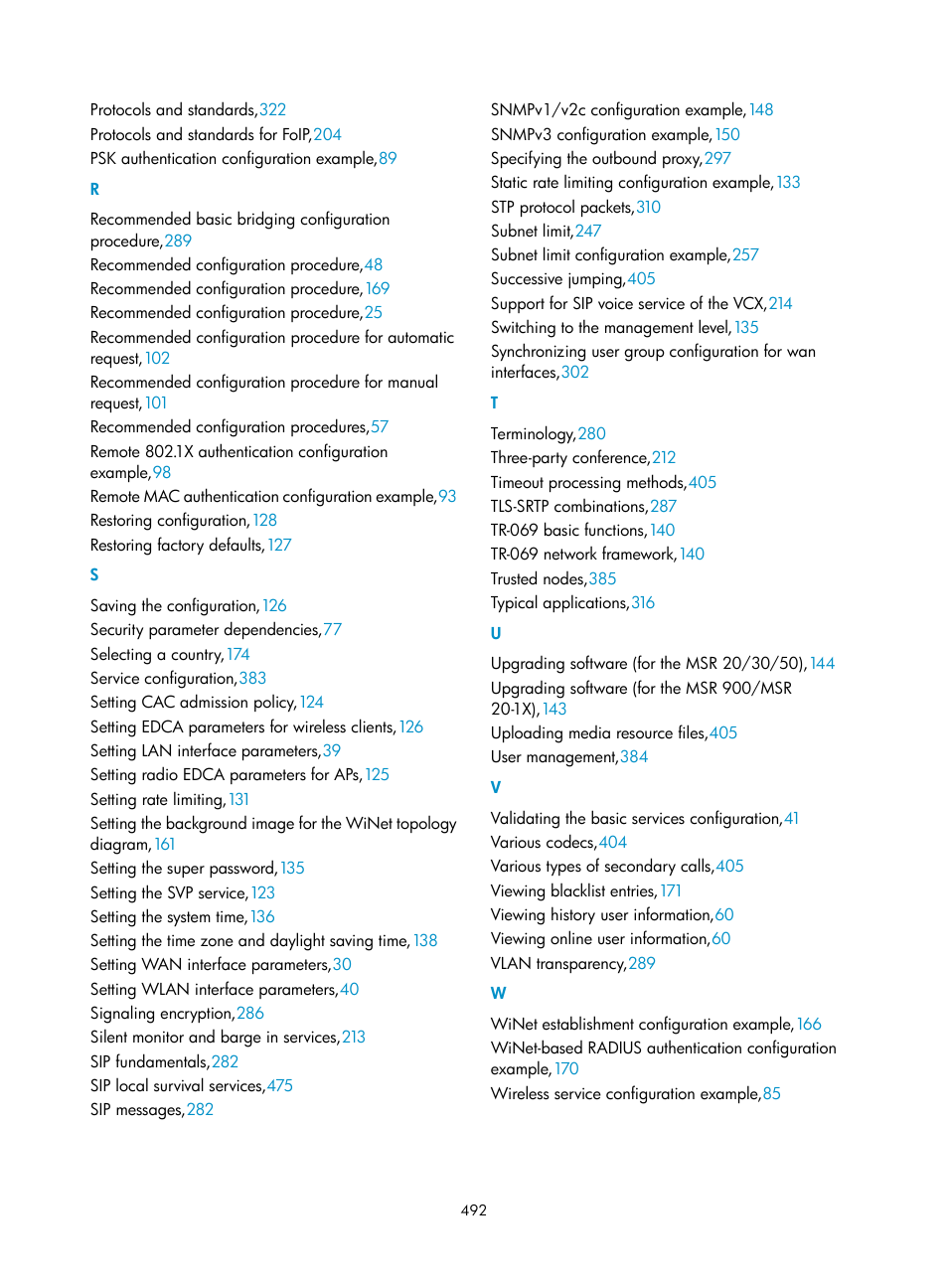 R s t u v w | H3C Technologies H3C MSR 50 User Manual | Page 877 / 877