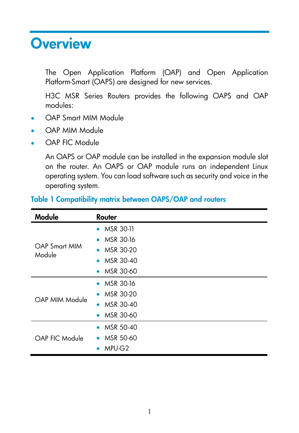 Overview | H3C Technologies H3C MSR 50 User Manual | Page 7 / 16