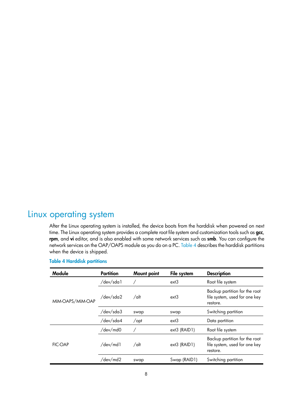 Linux operating system | H3C Technologies H3C MSR 50 User Manual | Page 14 / 26