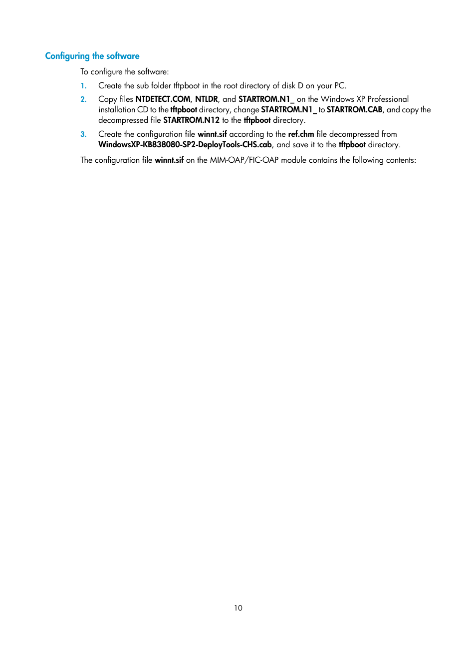 Configuring the software | H3C Technologies H3C MSR 50 User Manual | Page 16 / 26