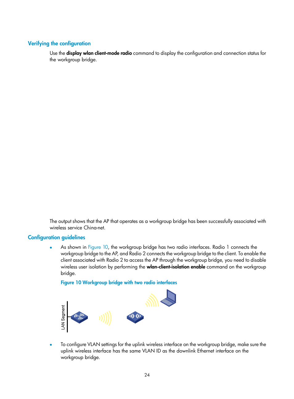 Verifying the configuration, Configuration guidelines | H3C Technologies H3C MSR 50 User Manual | Page 33 / 83