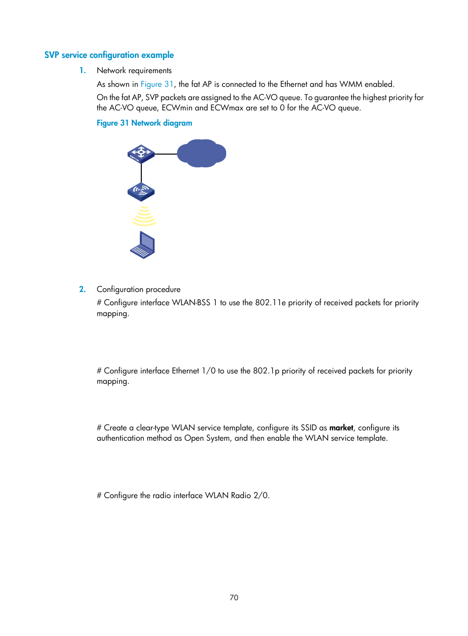 Svp service configuration example | H3C Technologies H3C MSR 50 User Manual | Page 79 / 83