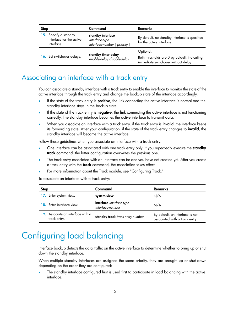 Configuring load balancing, Associating an interface with a track entry | H3C Technologies H3C MSR 50 User Manual | Page 23 / 124