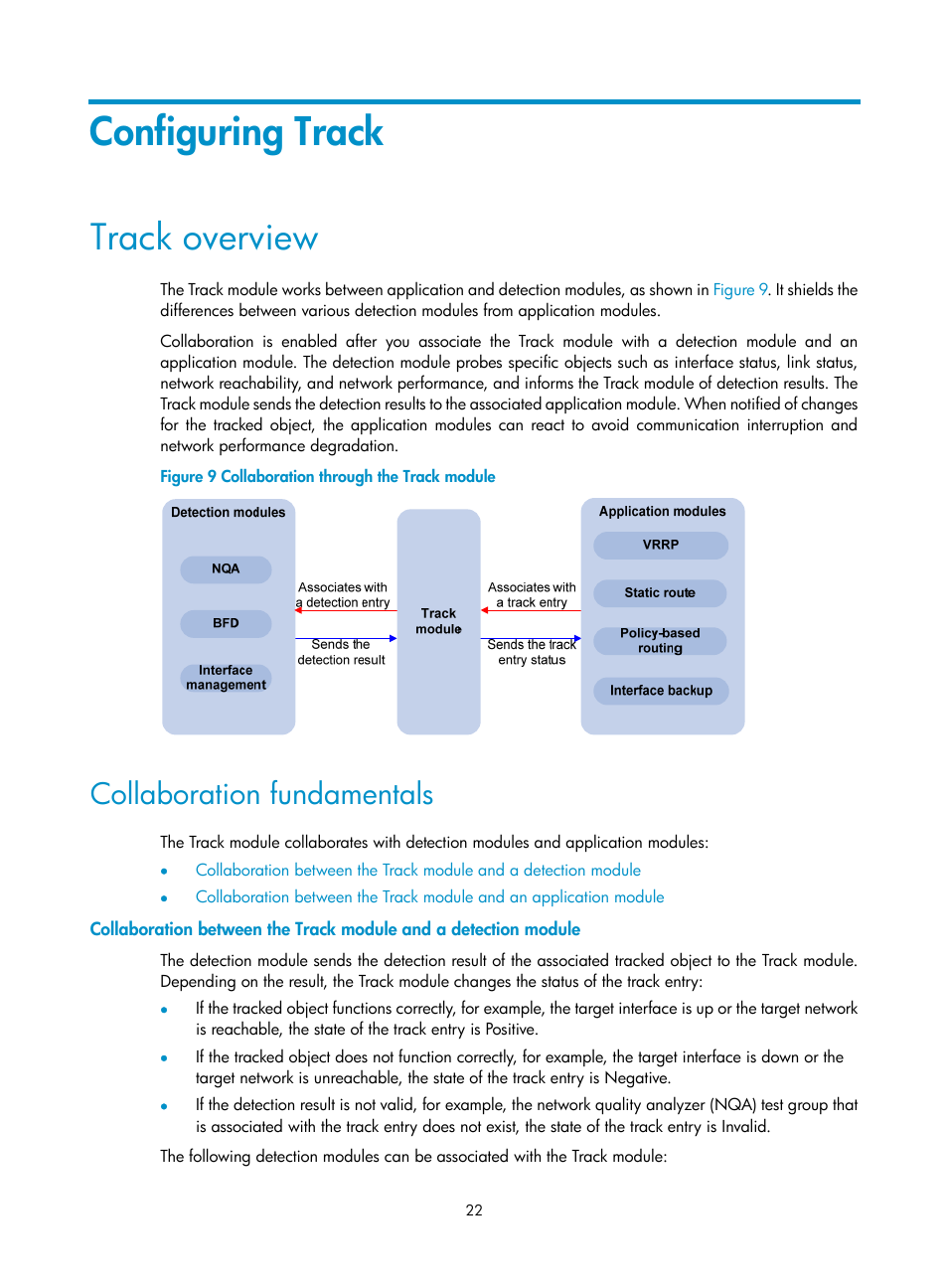 Configuring track, Track overview, Collaboration fundamentals | H3C Technologies H3C MSR 50 User Manual | Page 30 / 124