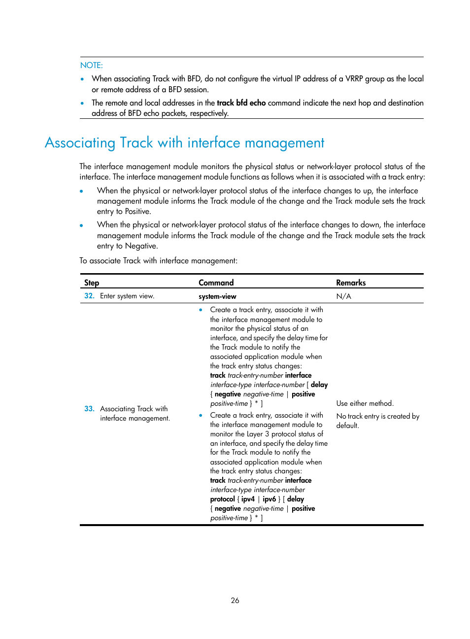 Associating track with interface management | H3C Technologies H3C MSR 50 User Manual | Page 34 / 124