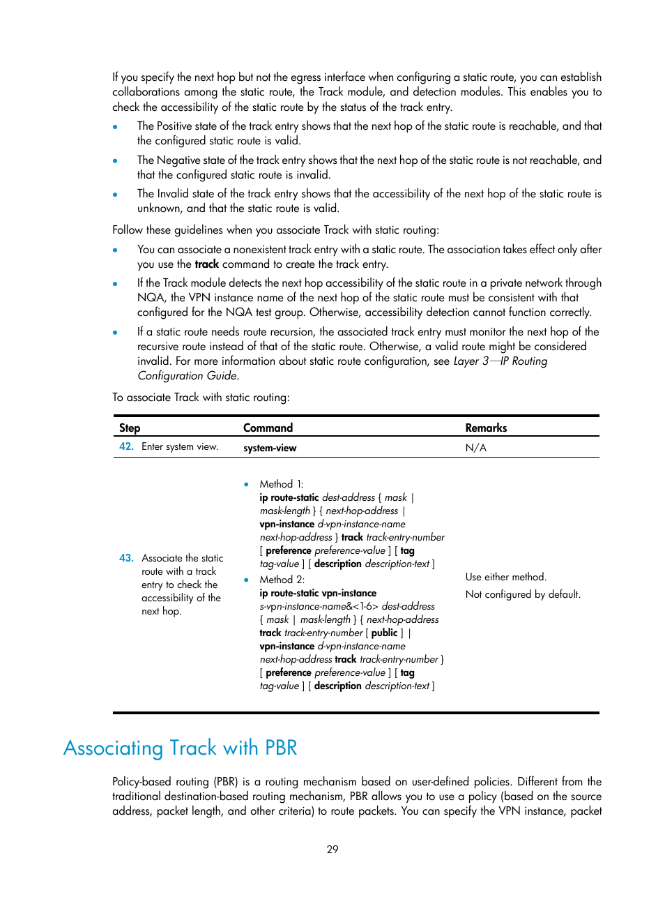 Associating track with pbr | H3C Technologies H3C MSR 50 User Manual | Page 37 / 124