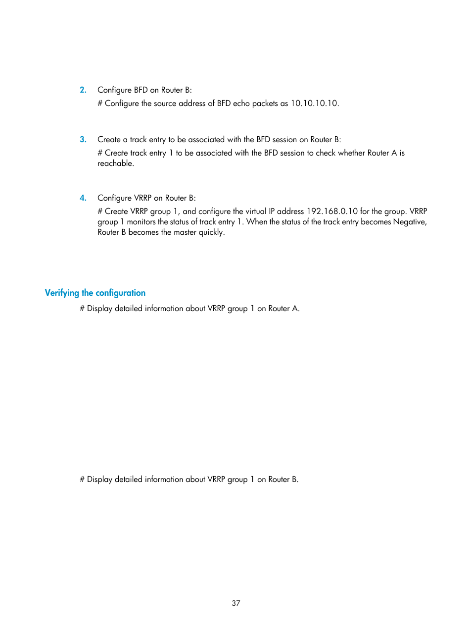 Verifying the configuration | H3C Technologies H3C MSR 50 User Manual | Page 45 / 124