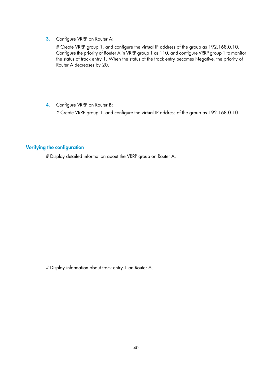 Verifying the configuration | H3C Technologies H3C MSR 50 User Manual | Page 48 / 124