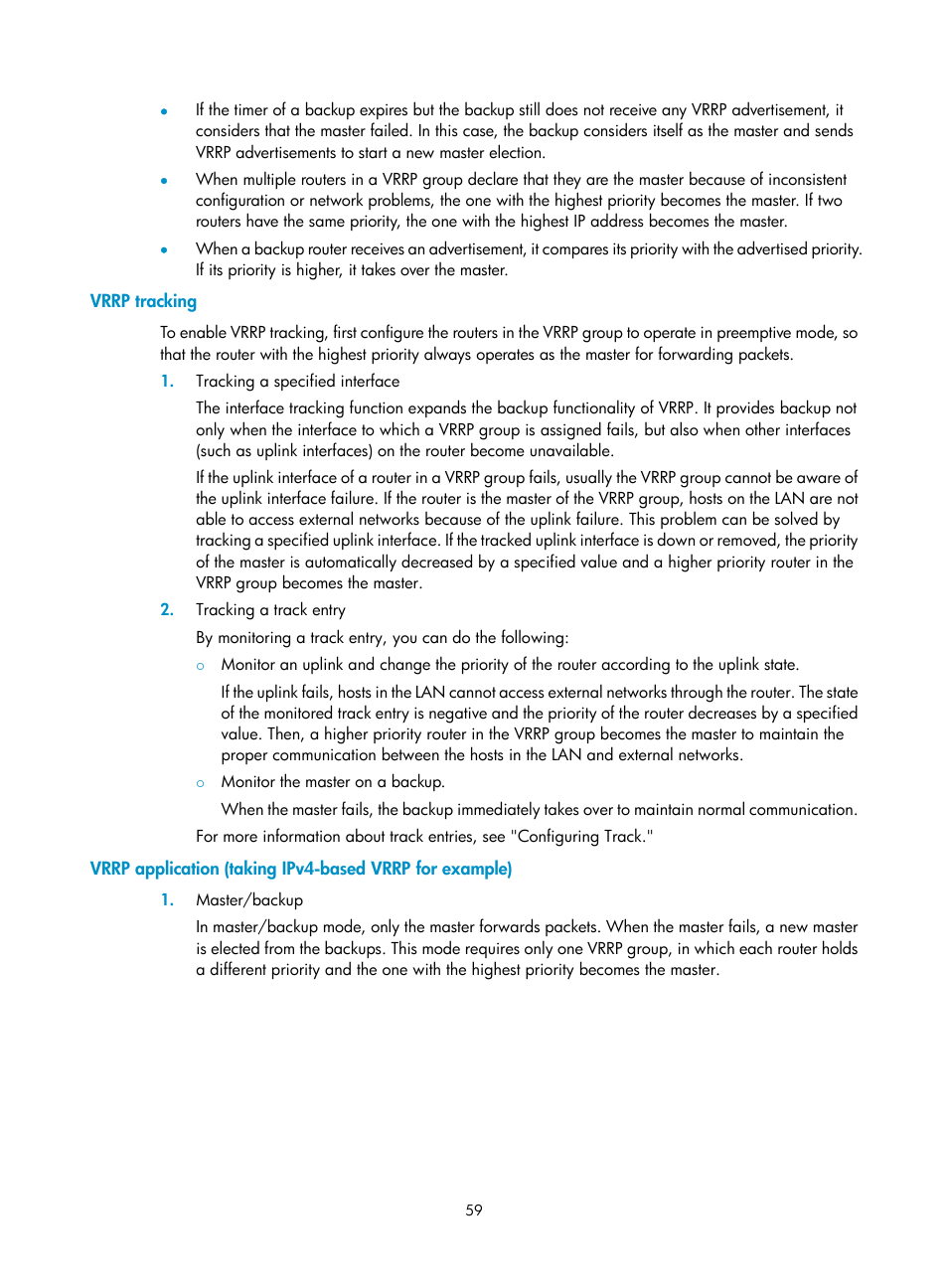 Vrrp tracking | H3C Technologies H3C MSR 50 User Manual | Page 67 / 124