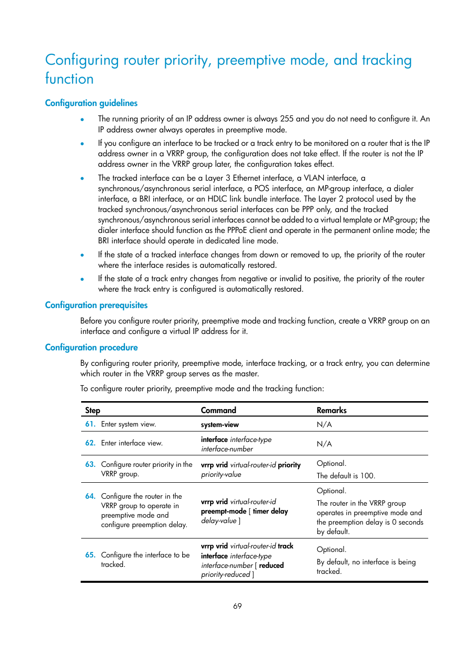 Configuration guidelines, Configuration prerequisites, Configuration procedure | H3C Technologies H3C MSR 50 User Manual | Page 77 / 124