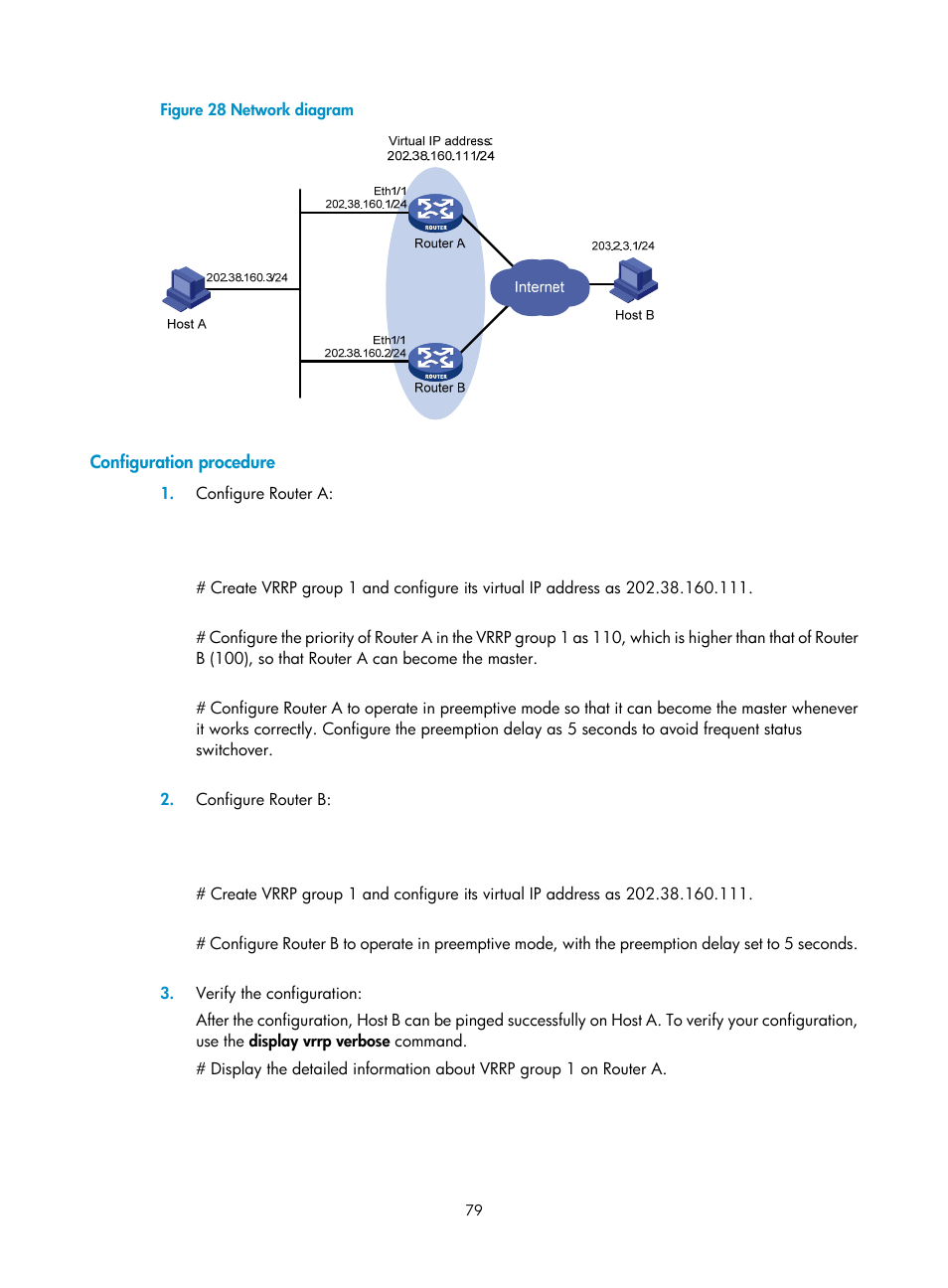 Configuration procedure | H3C Technologies H3C MSR 50 User Manual | Page 87 / 124