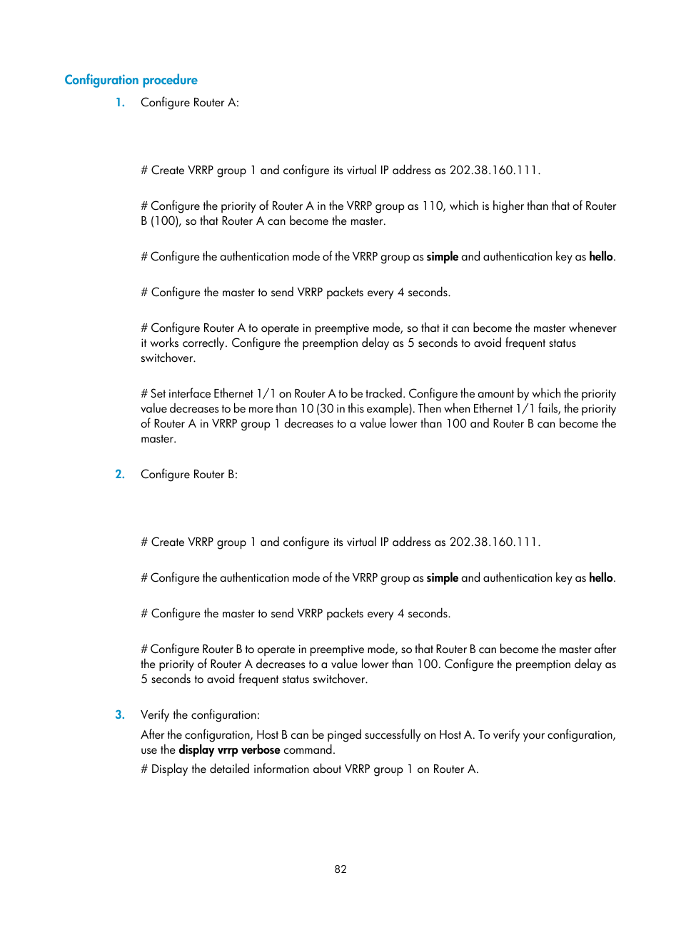 Configuration procedure | H3C Technologies H3C MSR 50 User Manual | Page 90 / 124