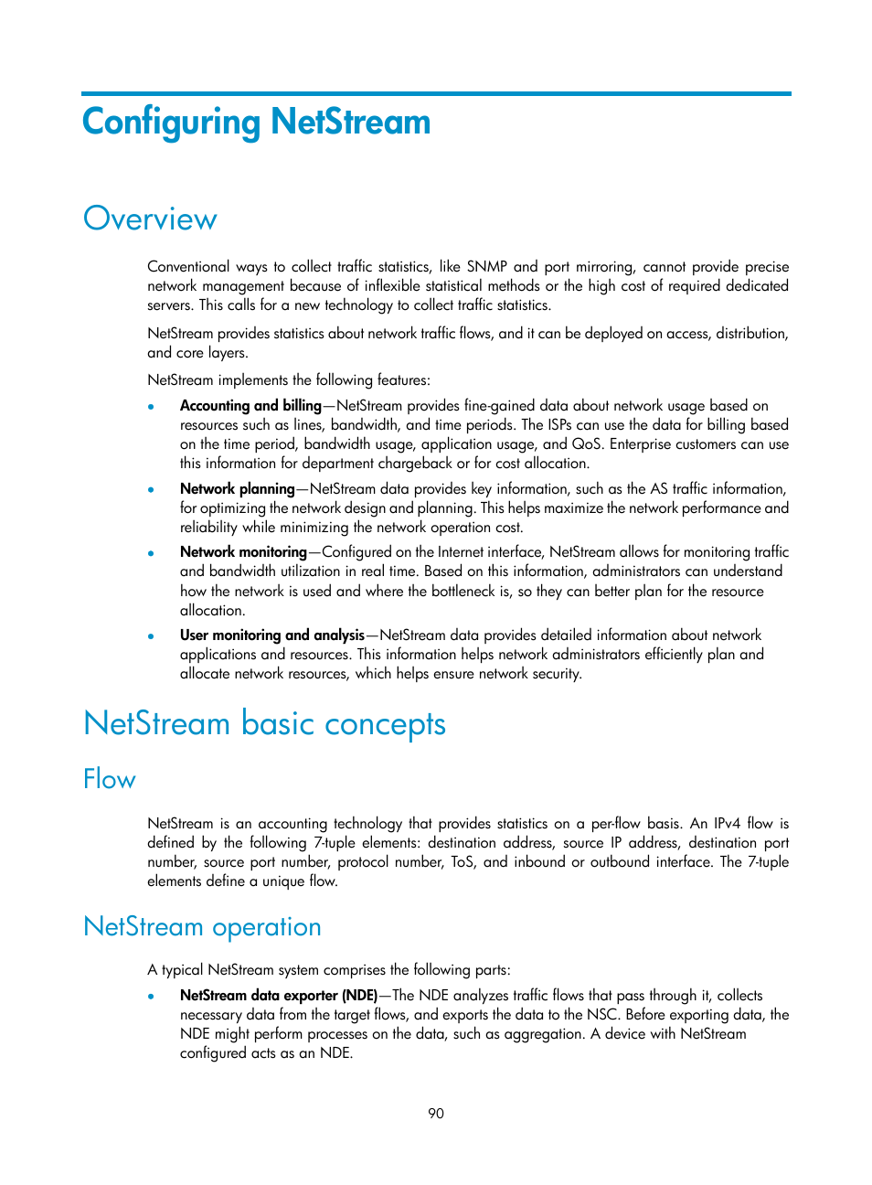 Configuring netstream, Overview, Netstream basic concepts | Flow, Netstream operation | H3C Technologies H3C MSR 50 User Manual | Page 103 / 239