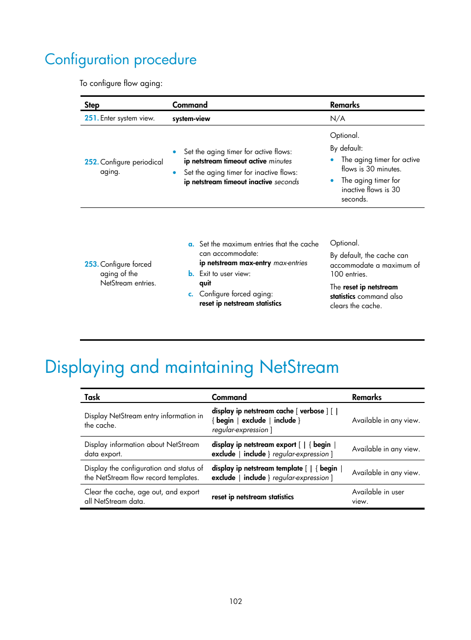 Configuration procedure, Displaying and maintaining netstream | H3C Technologies H3C MSR 50 User Manual | Page 115 / 239