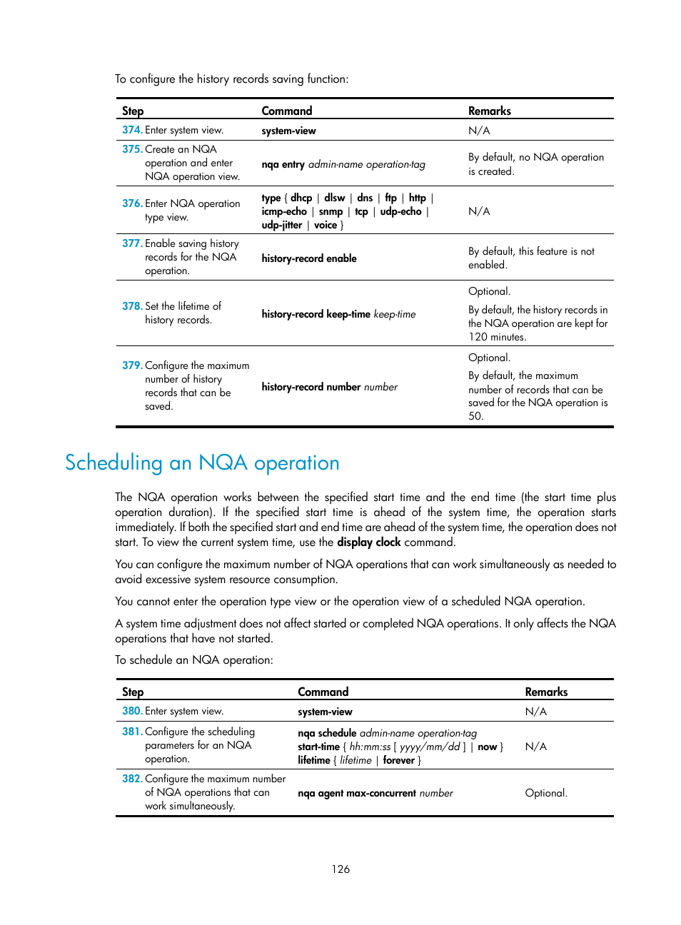 Scheduling an nqa operation | H3C Technologies H3C MSR 50 User Manual | Page 139 / 239