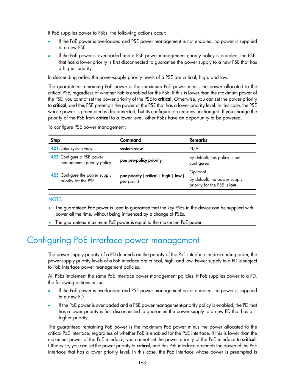 Configuring poe interface power management | H3C Technologies H3C MSR 50 User Manual | Page 176 / 239