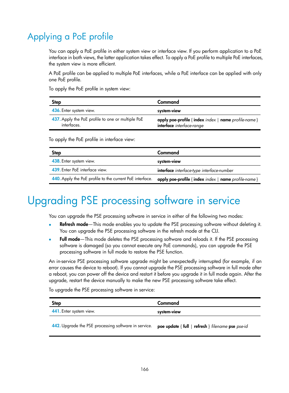 Applying a poe profile, Upgrading pse processing software in service | H3C Technologies H3C MSR 50 User Manual | Page 179 / 239