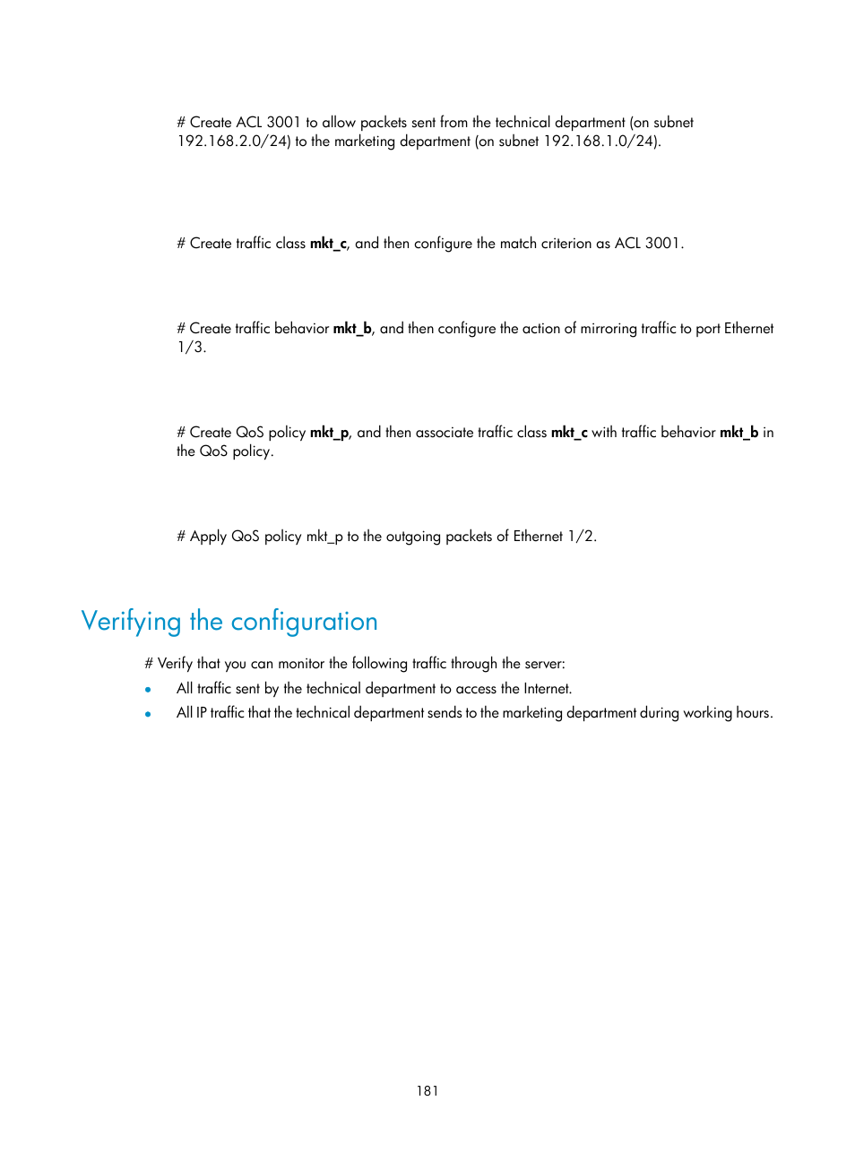 Verifying the configuration | H3C Technologies H3C MSR 50 User Manual | Page 194 / 239