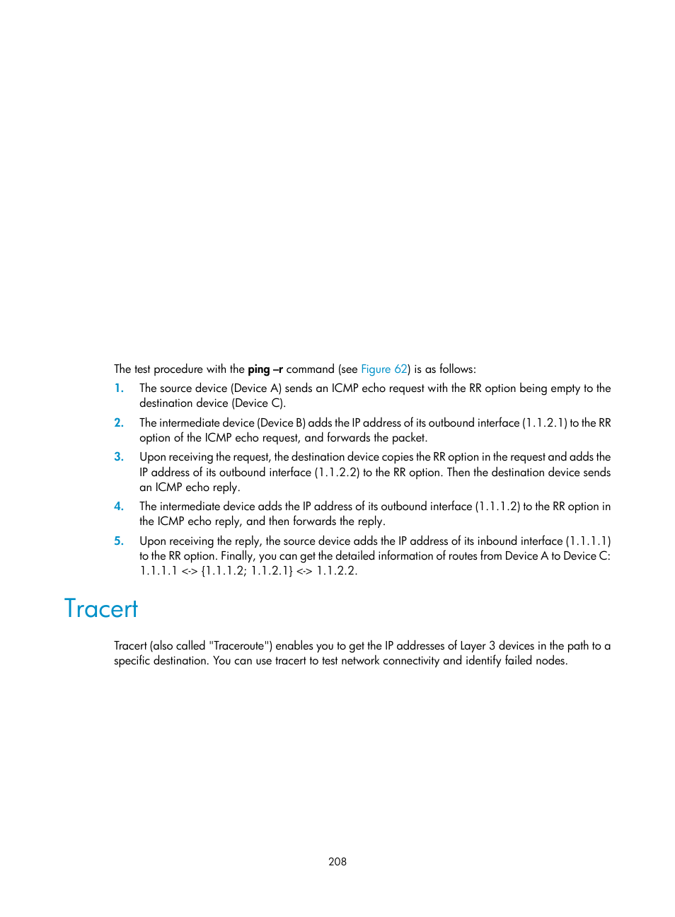 Tracert | H3C Technologies H3C MSR 50 User Manual | Page 221 / 239