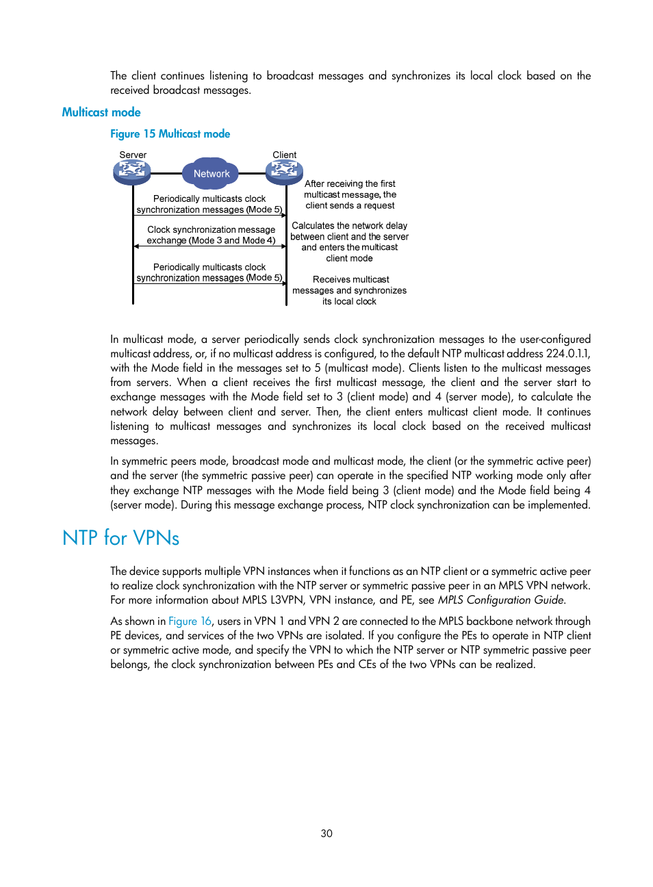 Multicast mode, Ntp for vpns | H3C Technologies H3C MSR 50 User Manual | Page 43 / 239