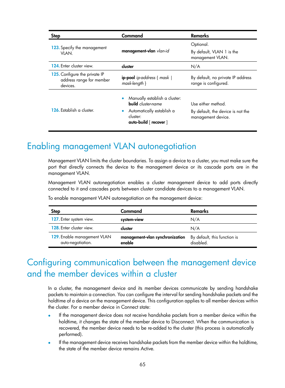 Enabling management vlan autonegotiation | H3C Technologies H3C MSR 50 User Manual | Page 78 / 239