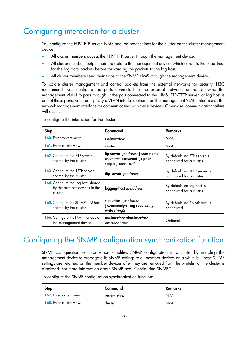 Configuring interaction for a cluster | H3C Technologies H3C MSR 50 User Manual | Page 83 / 239