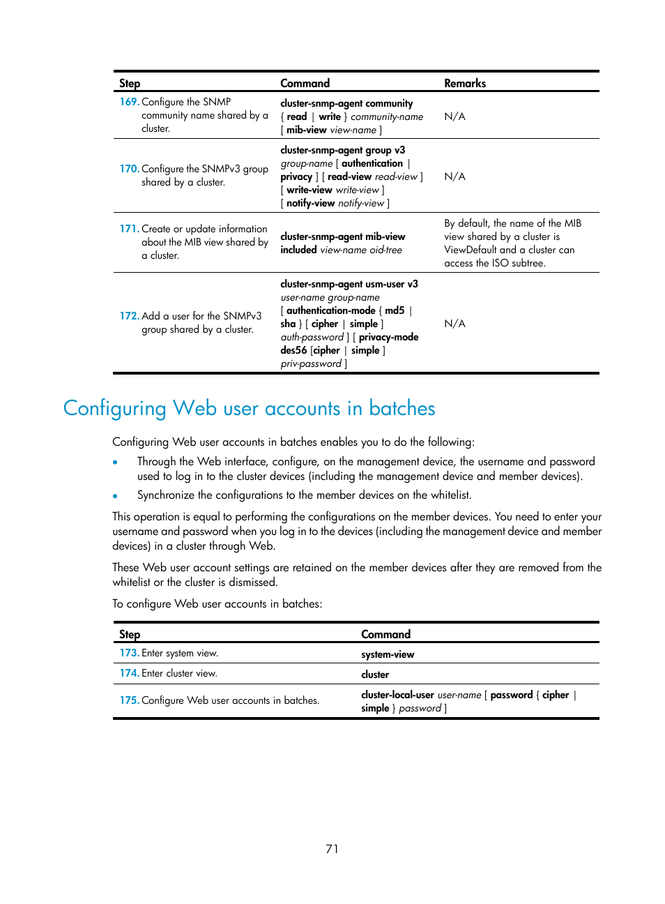 Configuring web user accounts in batches | H3C Technologies H3C MSR 50 User Manual | Page 84 / 239