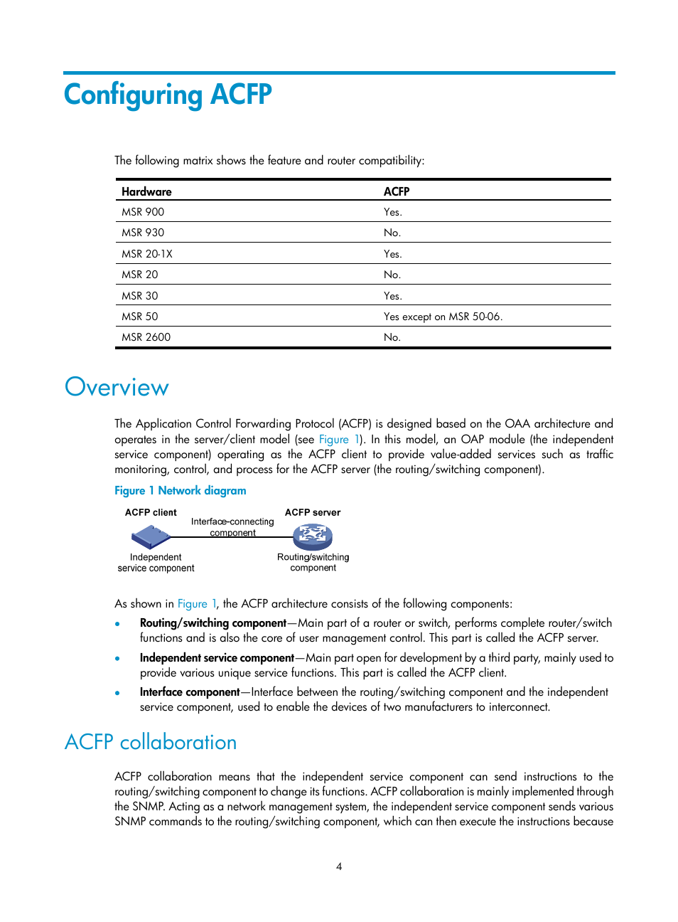 Configuring acfp, Overview, Acfp collaboration | H3C Technologies H3C MSR 50 User Manual | Page 11 / 26