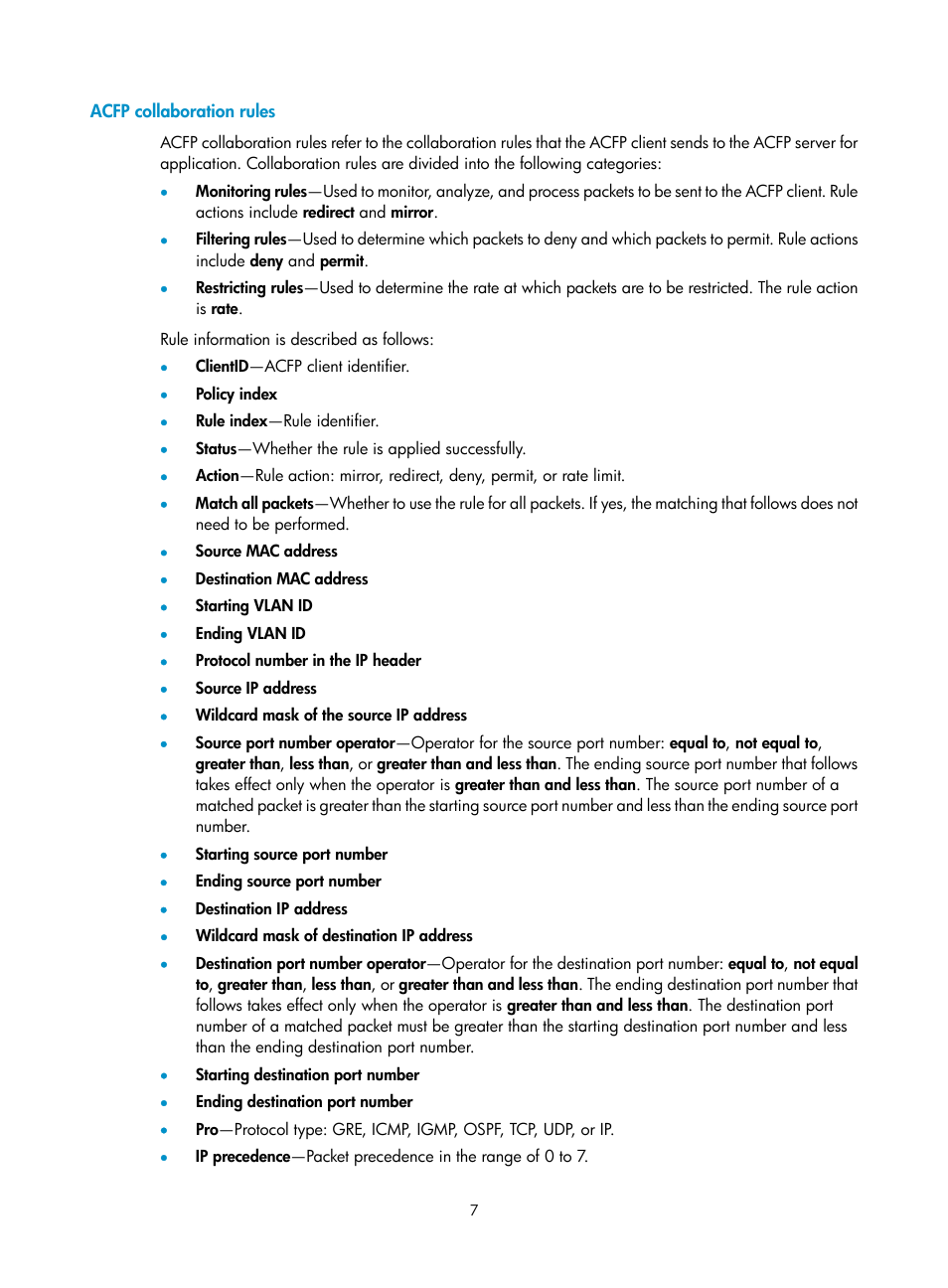 Acfp collaboration rules | H3C Technologies H3C MSR 50 User Manual | Page 14 / 26