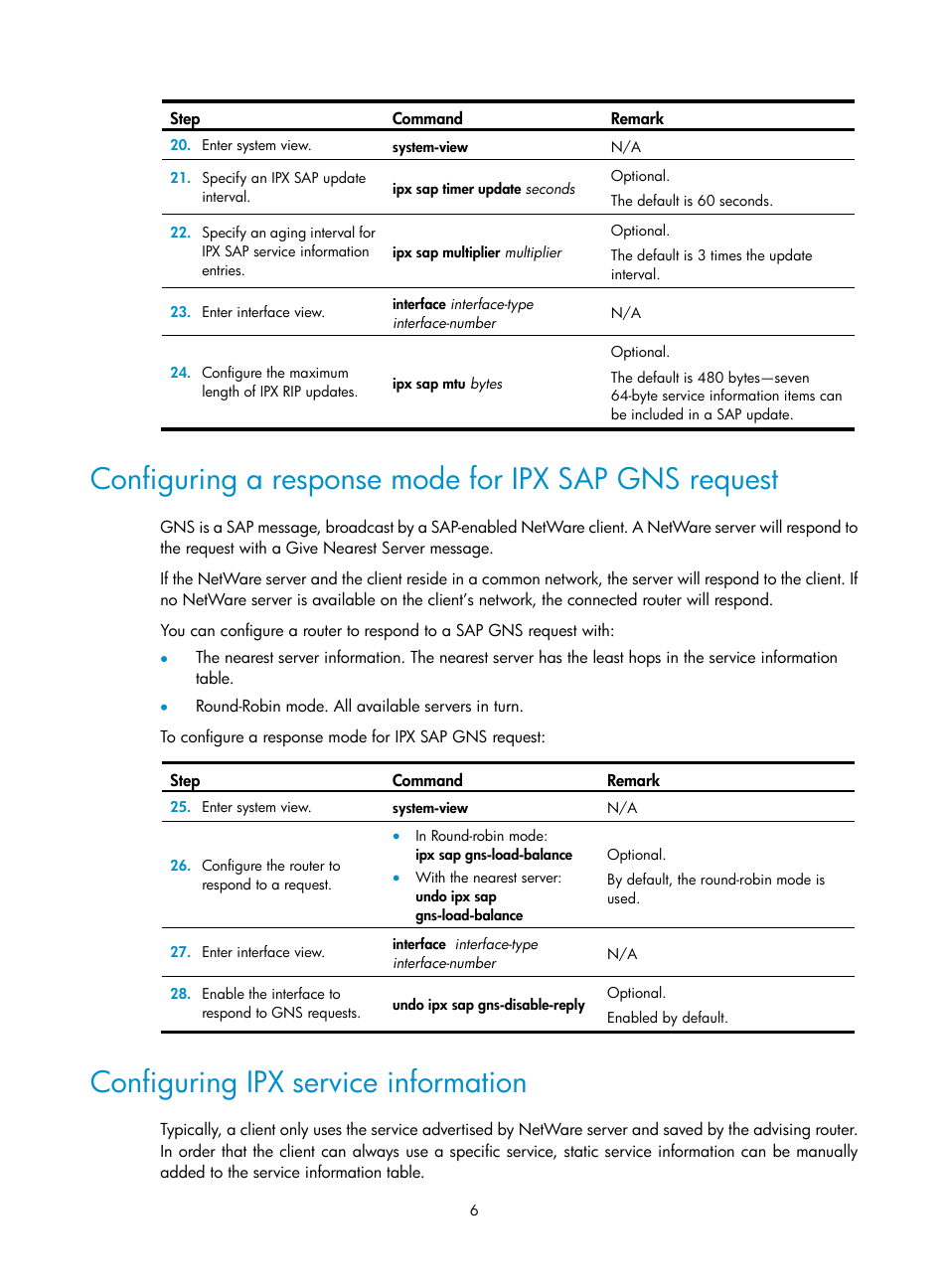 Configuring ipx service information | H3C Technologies H3C MSR 50 User Manual | Page 13 / 22