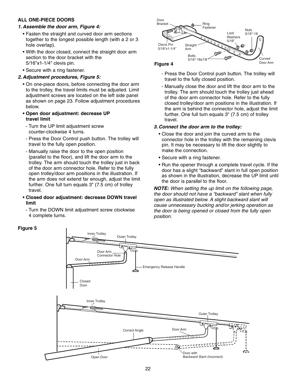 All one-piece doors | Chamberlain 3585 3/4 HP User Manual | Page 22 / 40