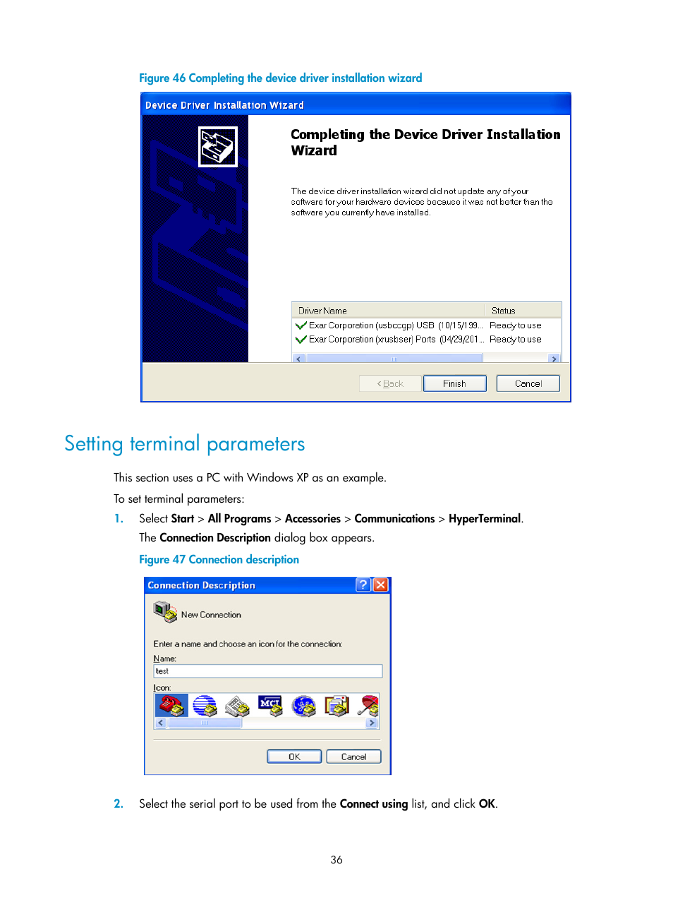 Setting terminal parameters | H3C Technologies H3C MSR 3600 User Manual | Page 44 / 95