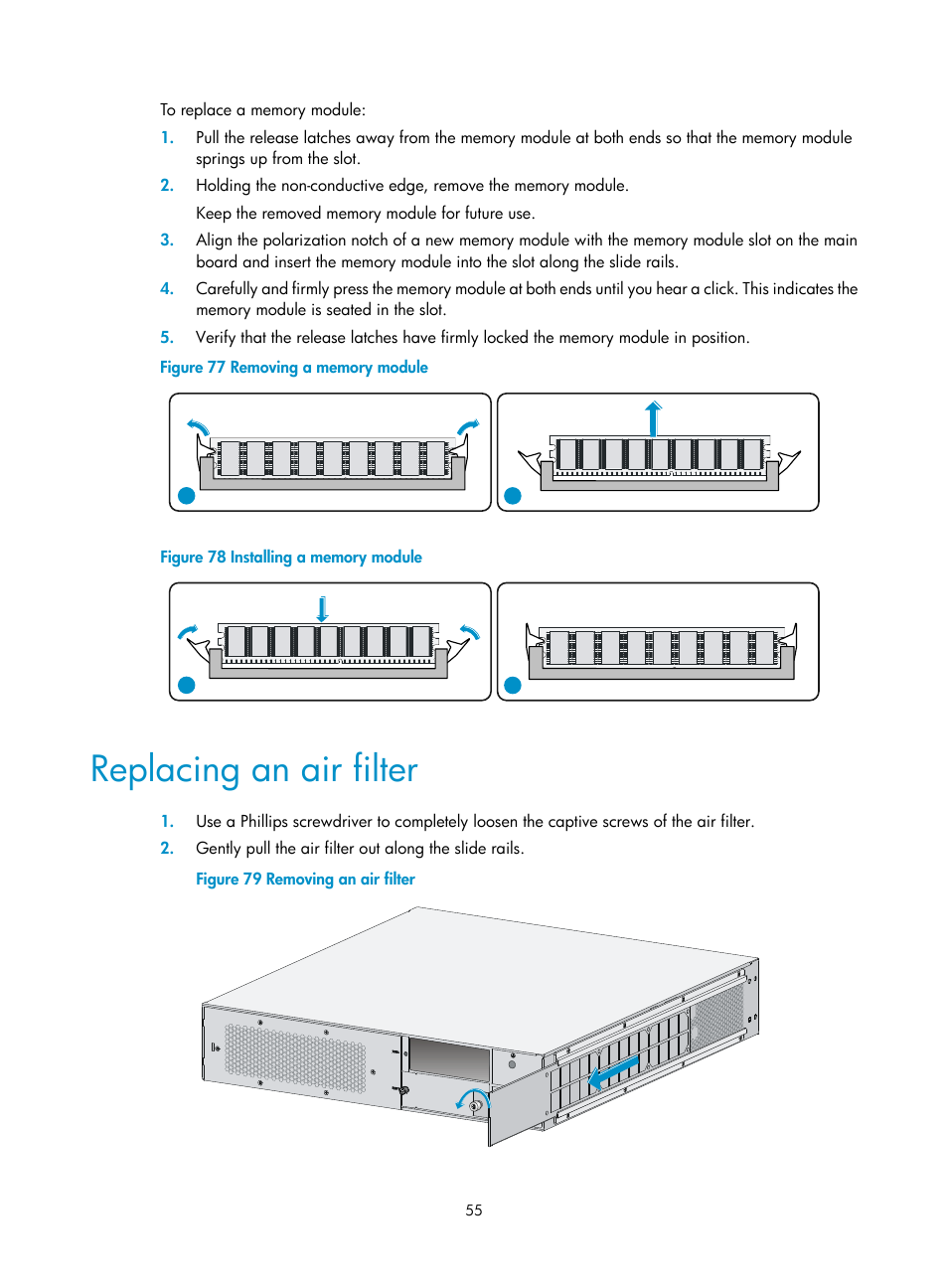 Replacing an air filter | H3C Technologies H3C MSR 3600 User Manual | Page 63 / 95