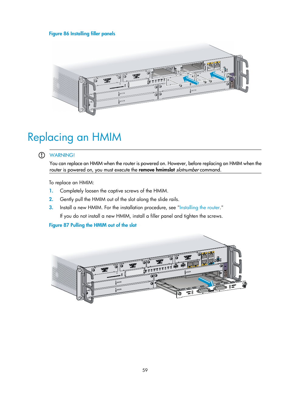 Replacing an hmim | H3C Technologies H3C MSR 3600 User Manual | Page 67 / 95