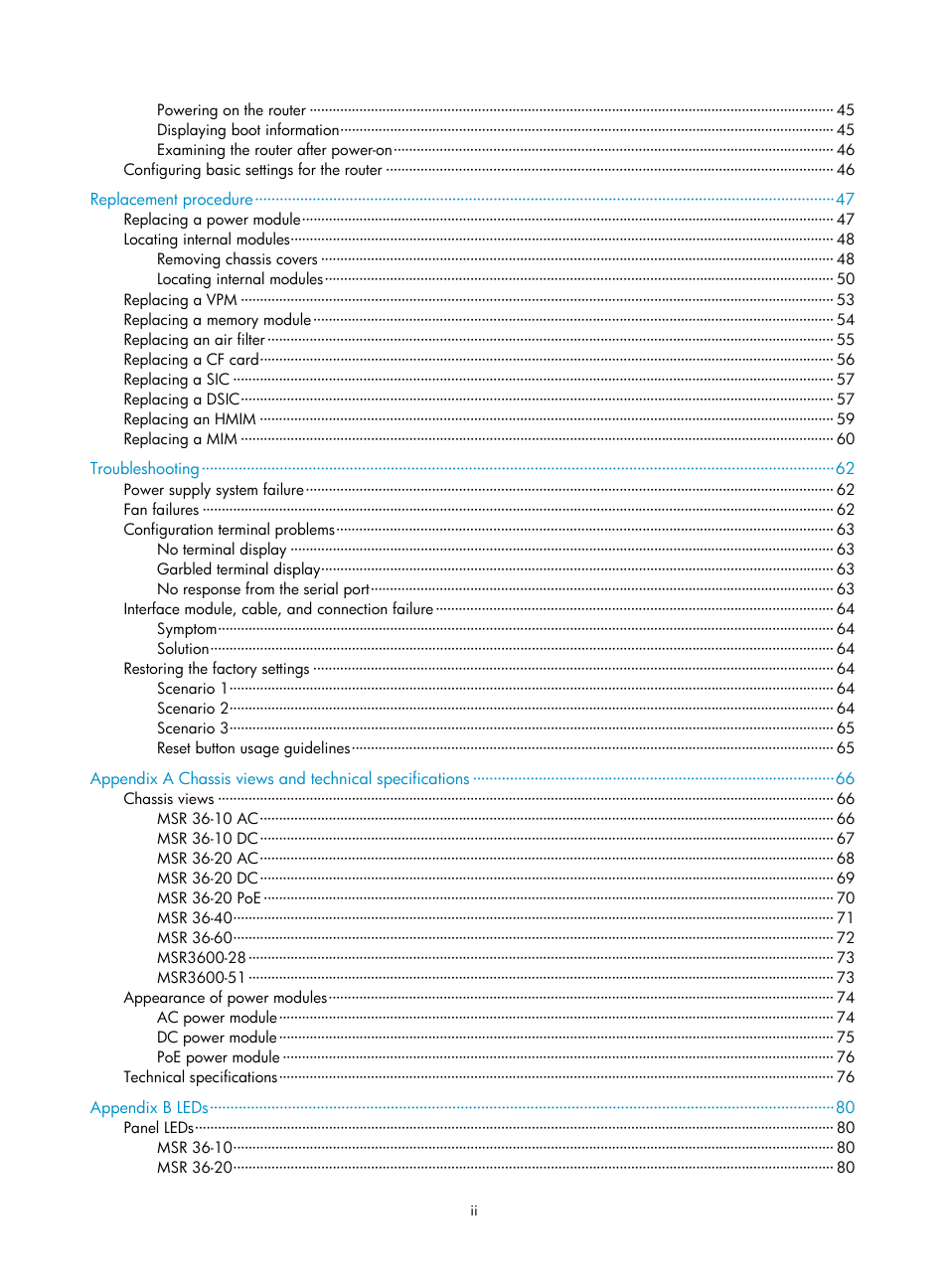 H3C Technologies H3C MSR 3600 User Manual | Page 7 / 95